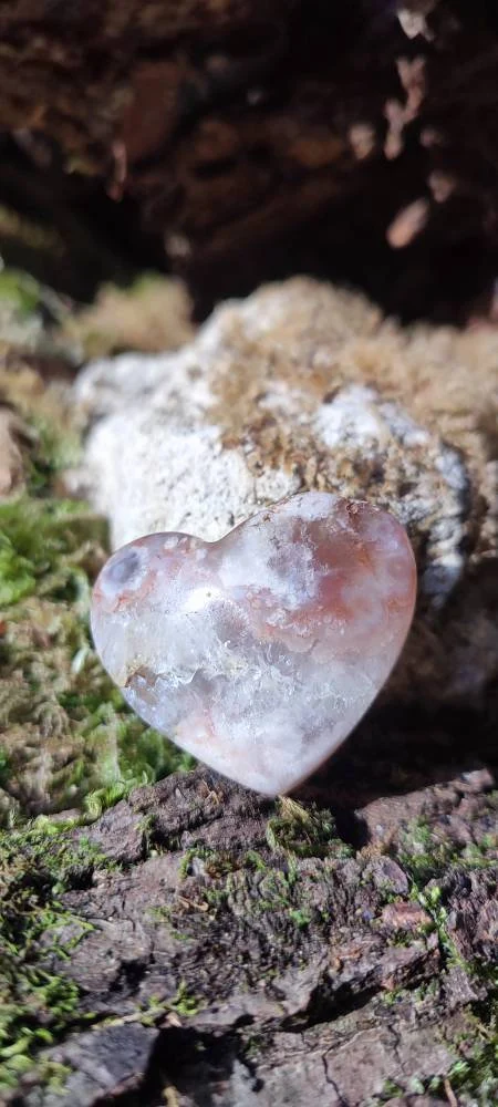 Coeur d'Améthyste rose et d'Agate Fleur