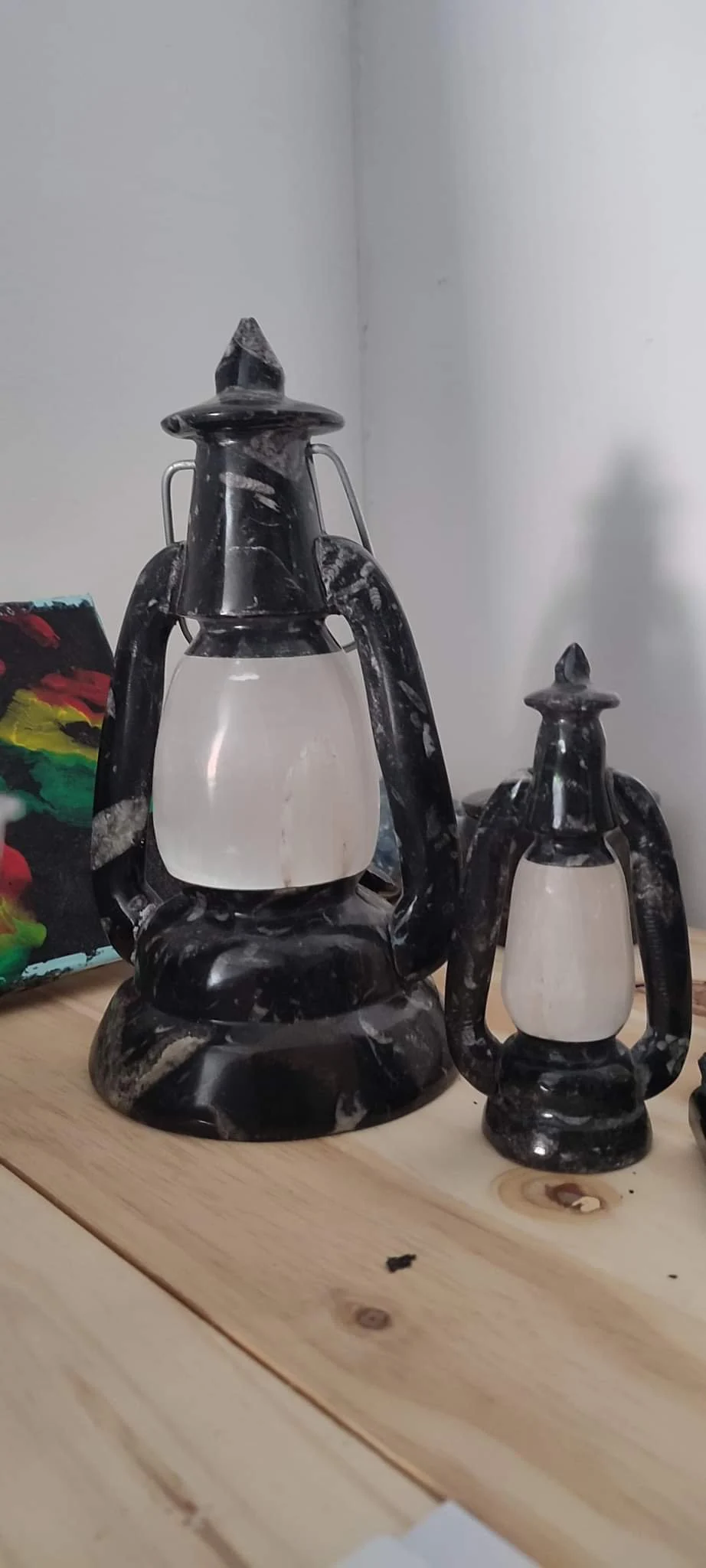 Lampe d'Orthocéras coeur de sélénite