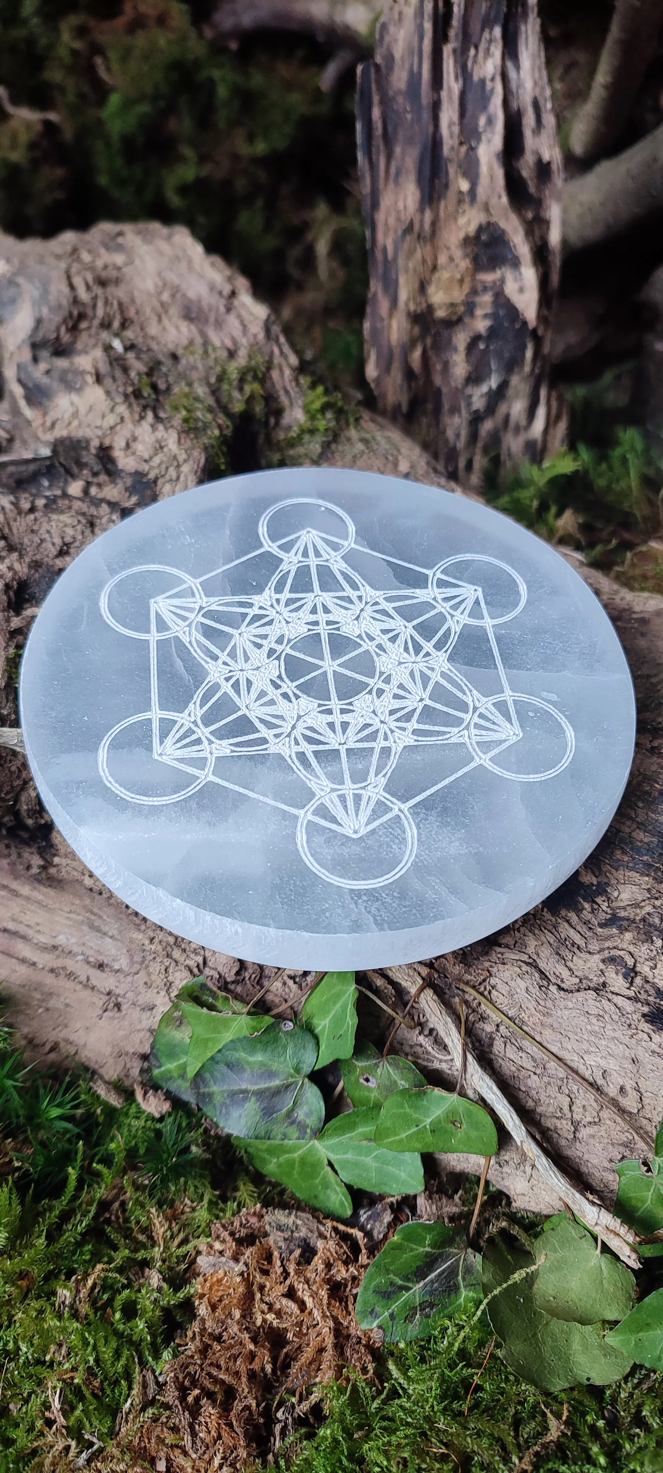Disque sélénite Métatron 14cm