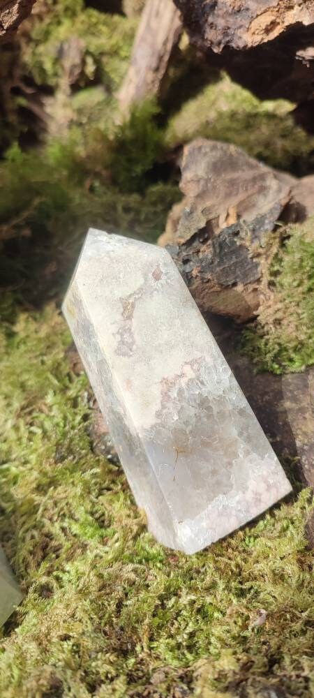 Obélisque d'Agate fleur et d'Améthyste rose