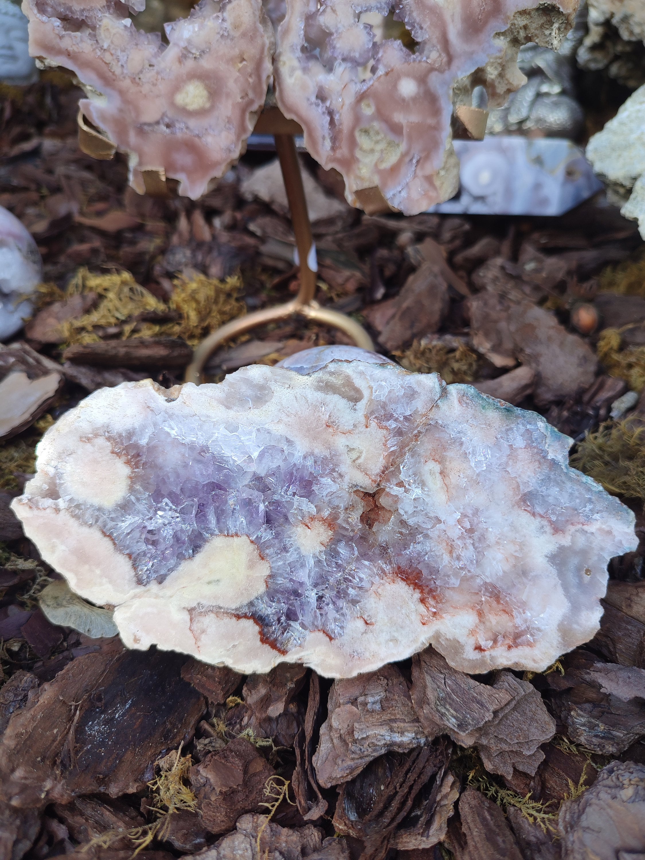 Tranche D'Améthyste rose et d'Agate fleur