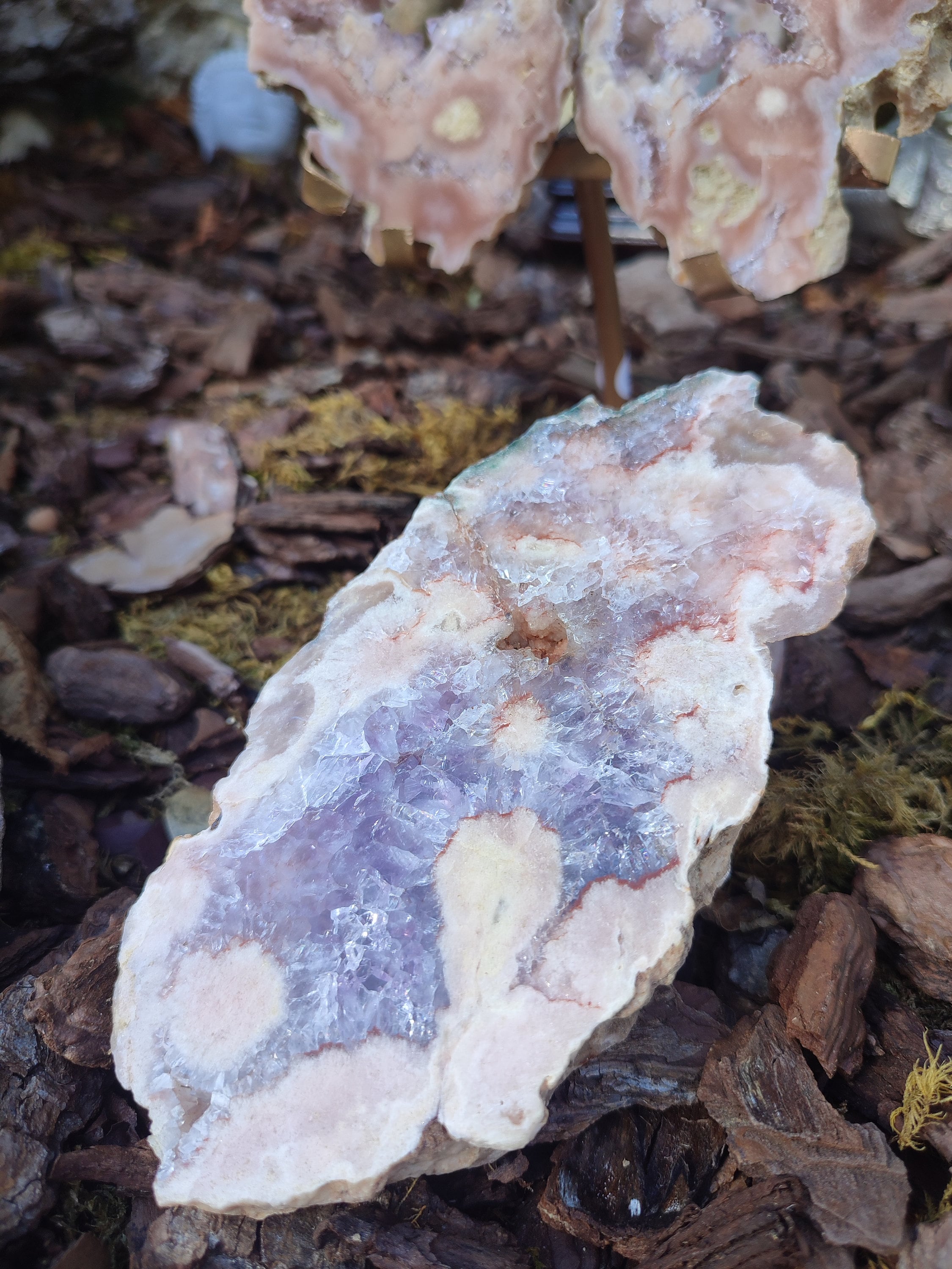 Tranche D'Améthyste rose et d'Agate fleur