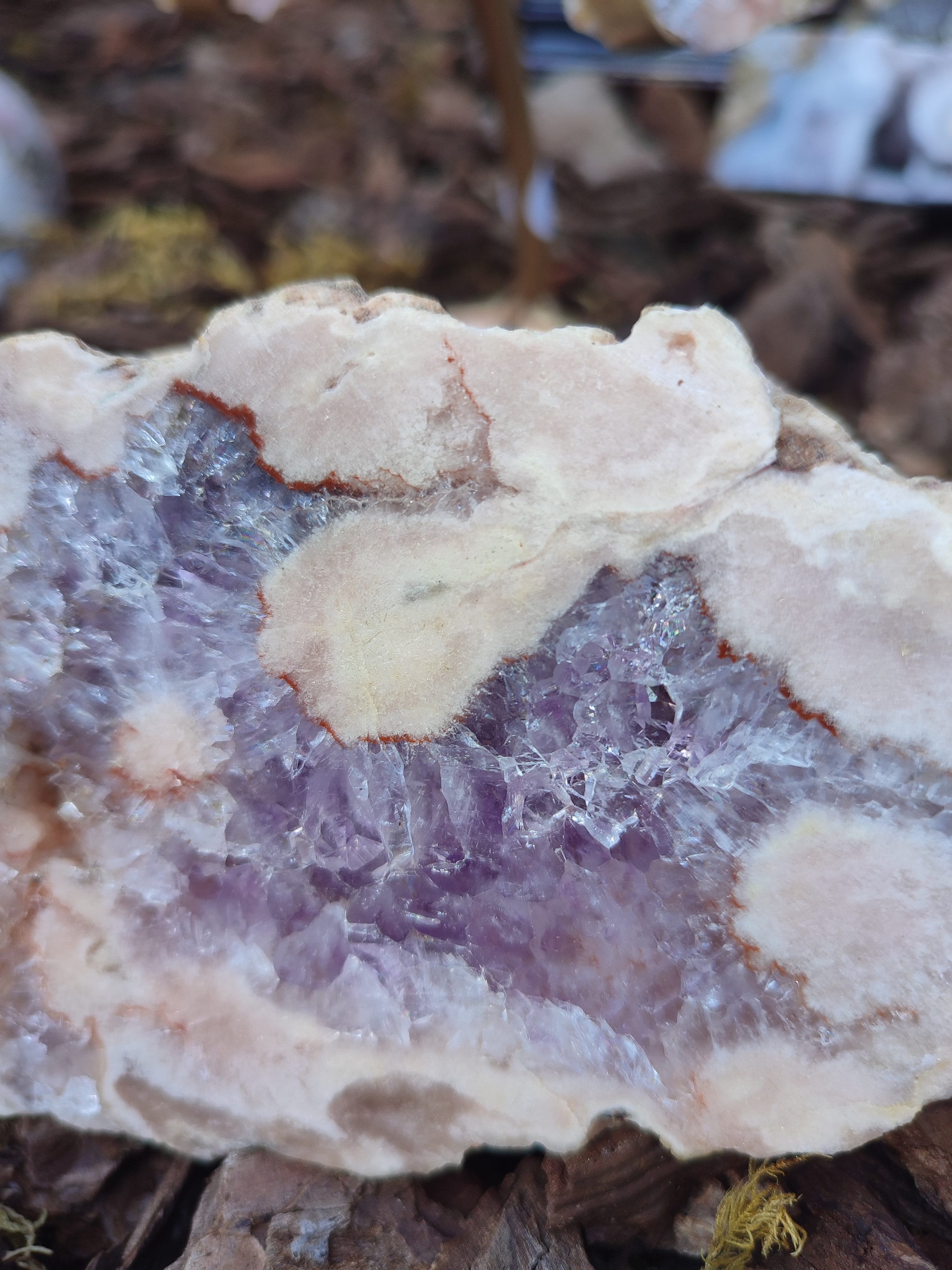 Tranche D'Améthyste rose et d'Agate fleur