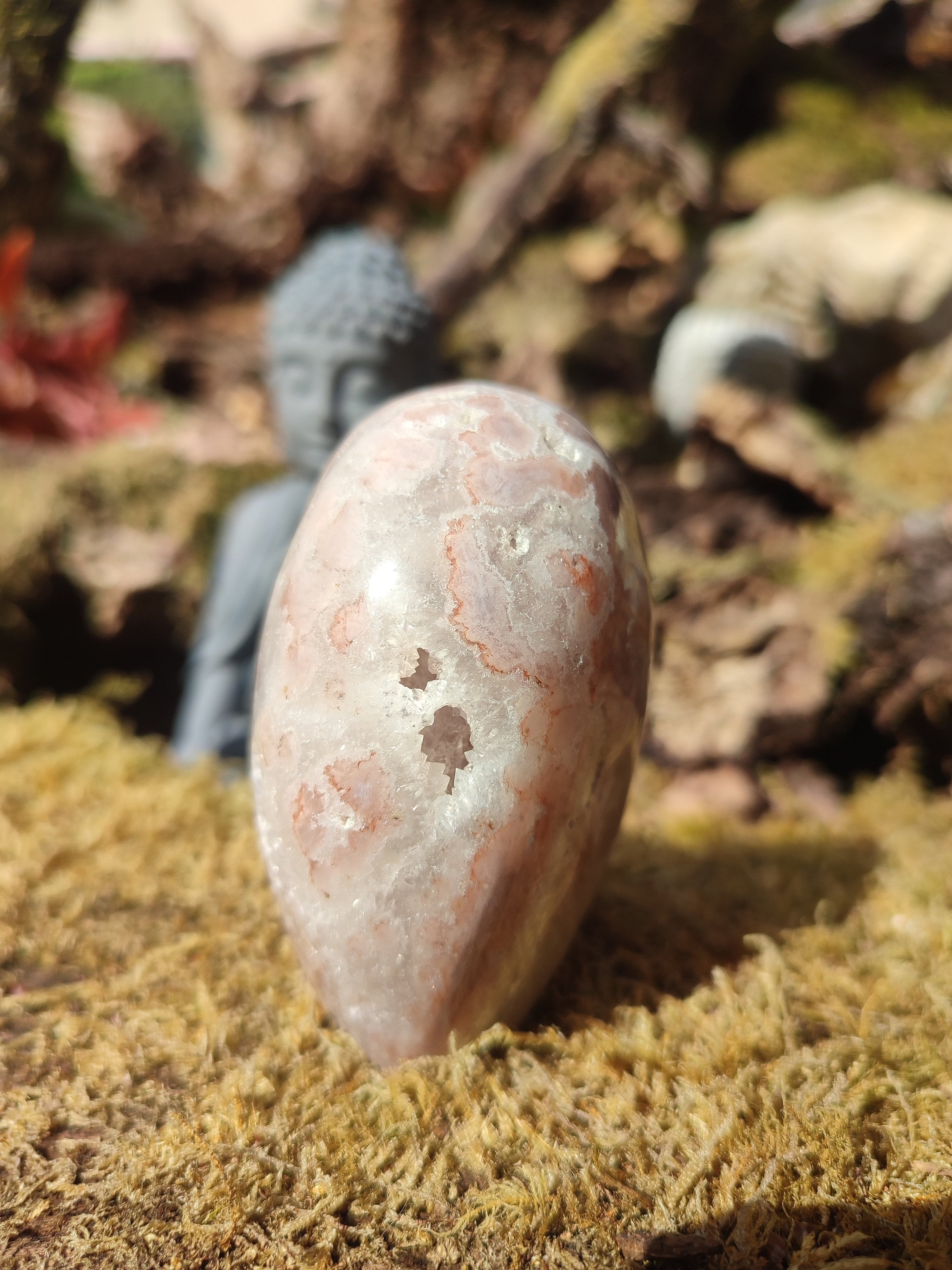 Forme libre d'Améthyste rose et d'Agate fleur