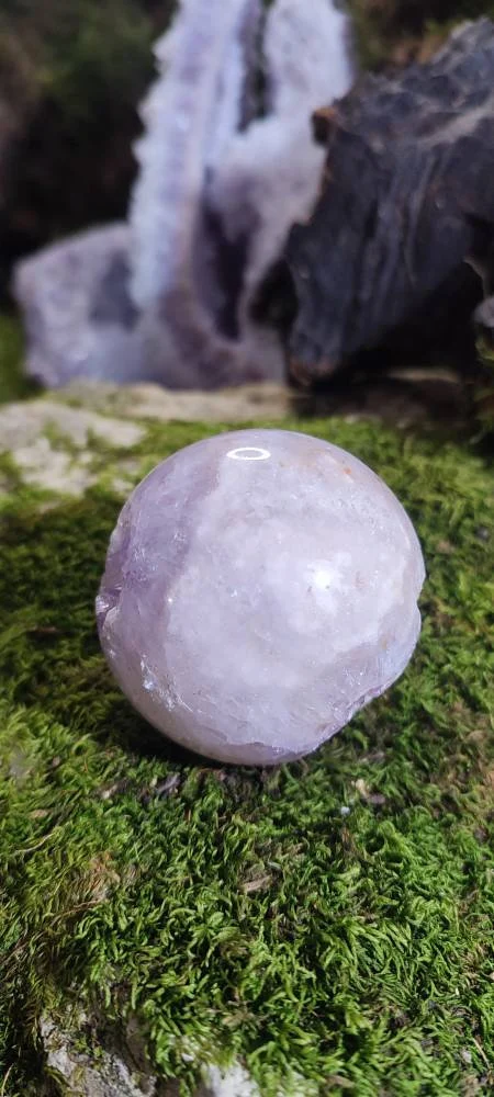 Sphère d'Améthyste rose et d'agate fleur