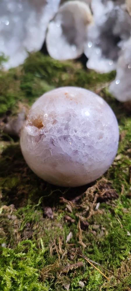 Sphère d'Améthyste rose et d'agate fleur