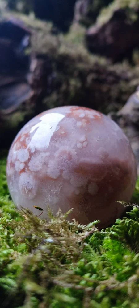 Sphère d'Améthyste rose et d'Agate fleur