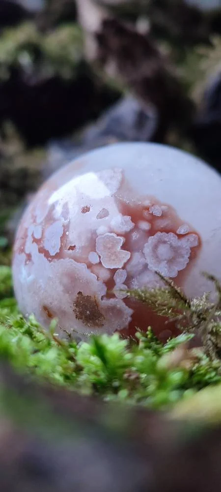 Sphère d'Améthyste rose et d'Agate fleur