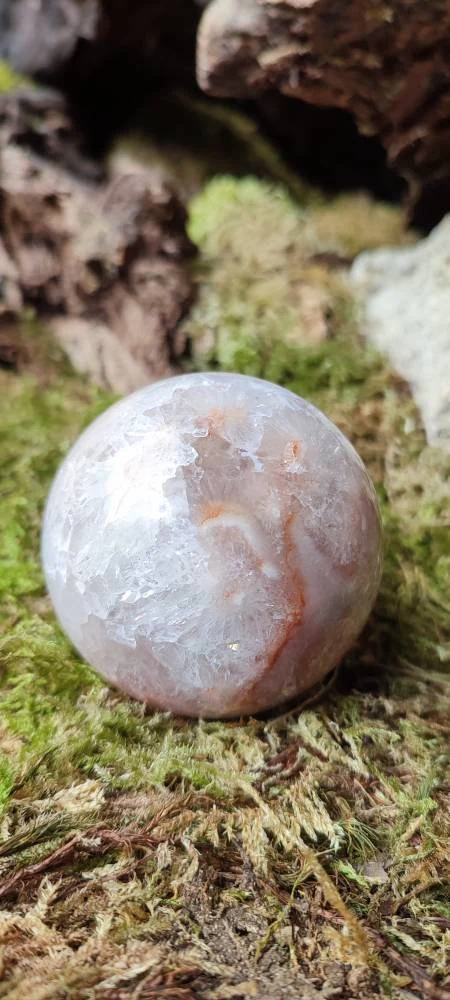 Sphère d'Améthyste rose et d'Agate fleur