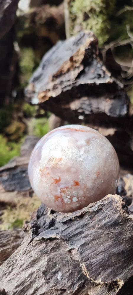 Sphère d'Améthyste rose et d'Agate fleur