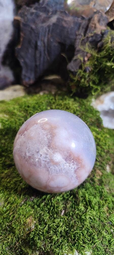 Sphère d'Améthyste rose et d'Agate fleur