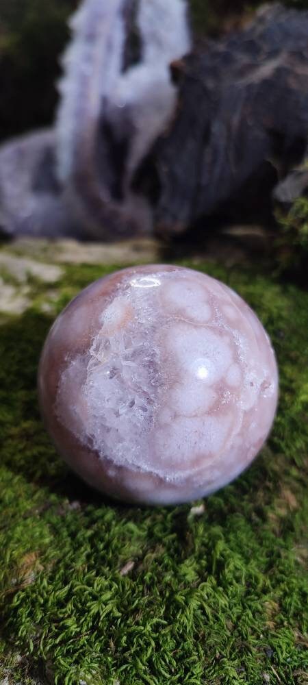 Sphère d'Améthyste rose et d'Agate fleur