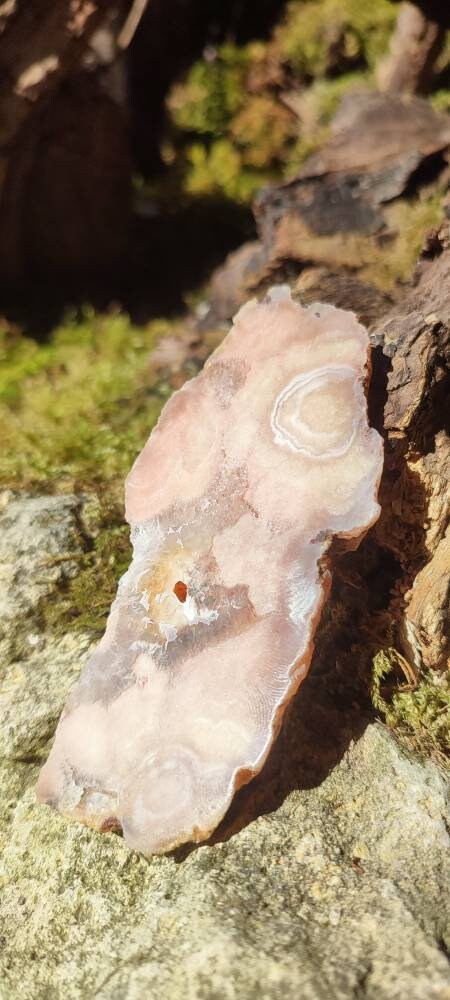 Tranche d'Améthyste rose et d'Agate fleur