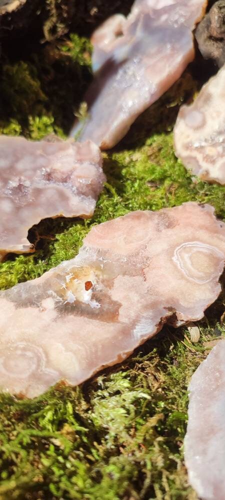 Tranche d'Améthyste rose et d'Agate fleur
