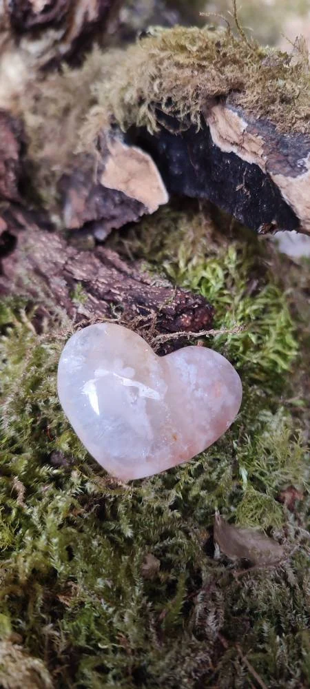 Coeur d'Améthyste rose et d'Agate fleur