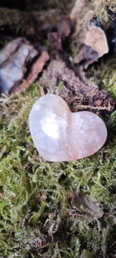 Coeur d'Améthyste rose et d'Agate fleur