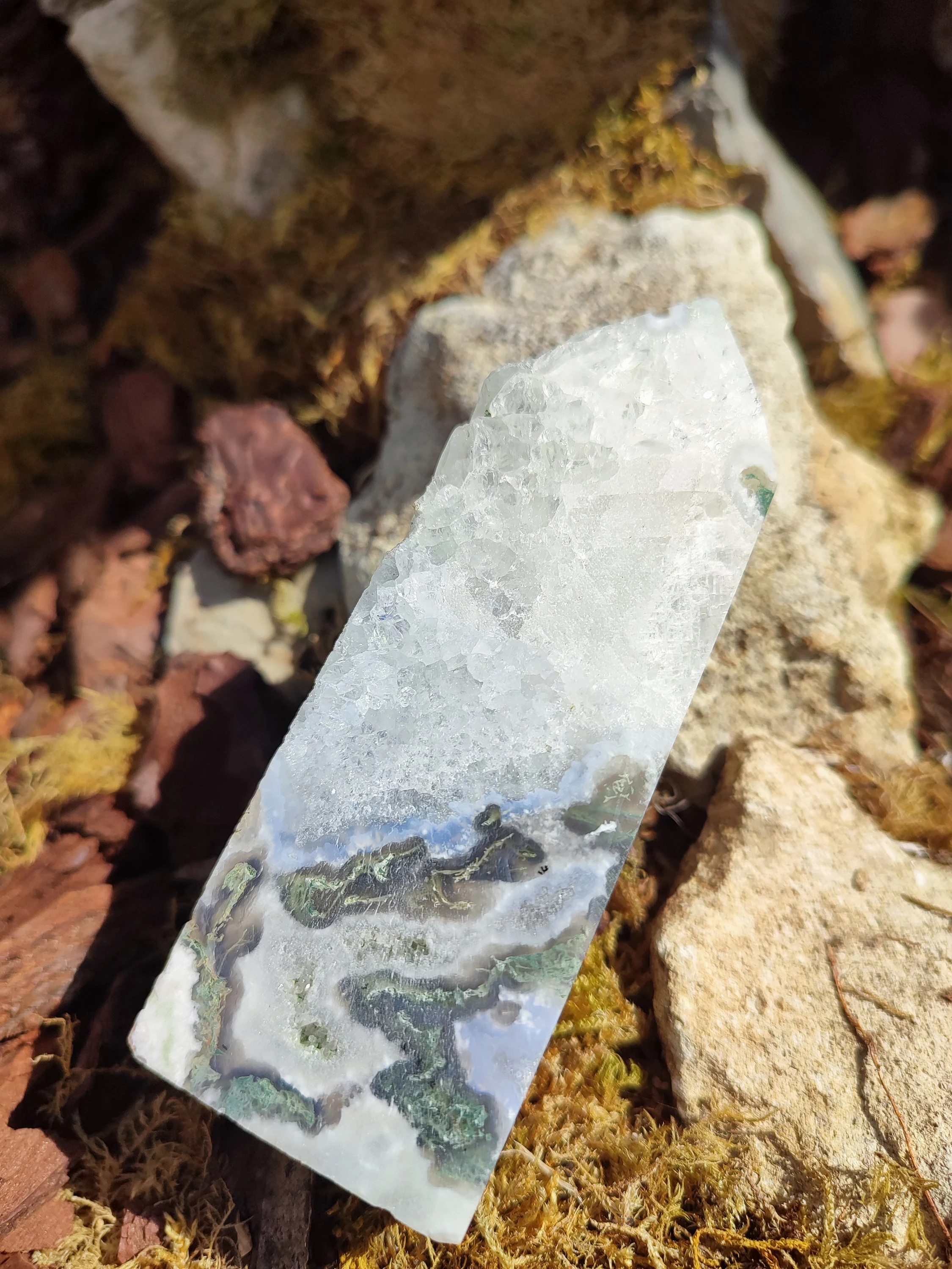 Obélisque Agate mousse