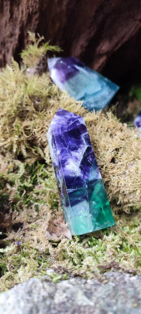 Obélisque de Fluorite plume flocon de neige