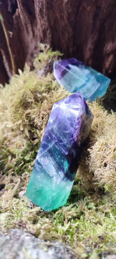 Obélisque de Fluorite plume flocon de neige