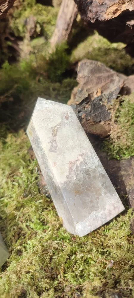 Obélisque d'Améthyste rose et d'Agate fleur