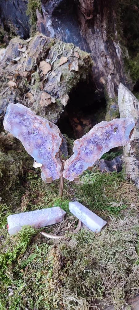 Papillon d'Améthyste rose et d'Agate fleur