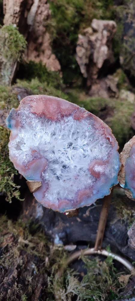 Papillon d'Améthyste rose et d'Agate fleur