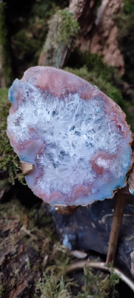 Papillon d'Améthyste rose et d'Agate fleur