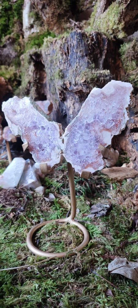 Papillon d'Améthyste rose et d'Agate fleur