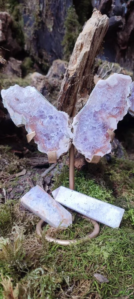 Papillon d'Améthyste rose et d'Agate fleur
