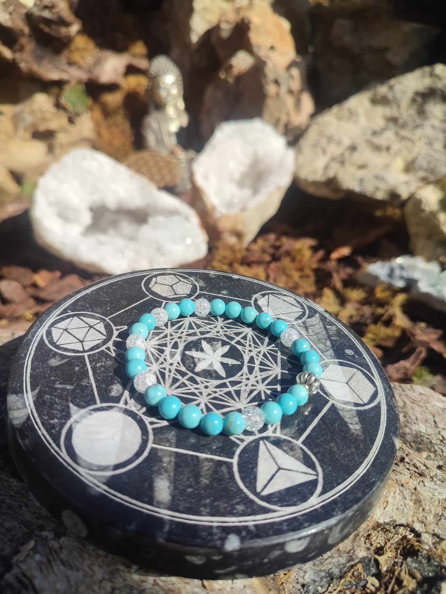 Bracelet Cristal de roche et Turquoise 