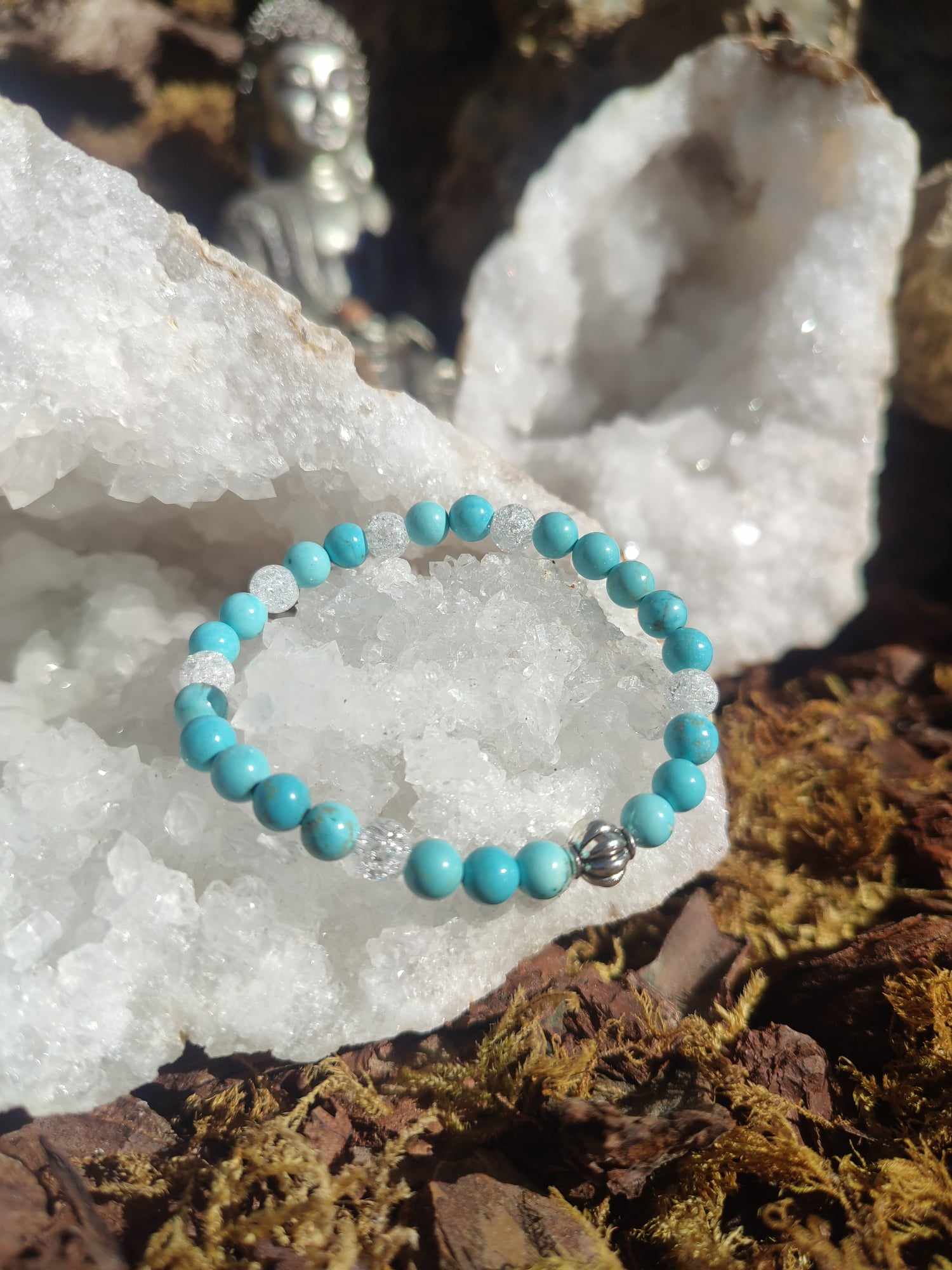 Bracelet Cristal de roche et Turquoise 