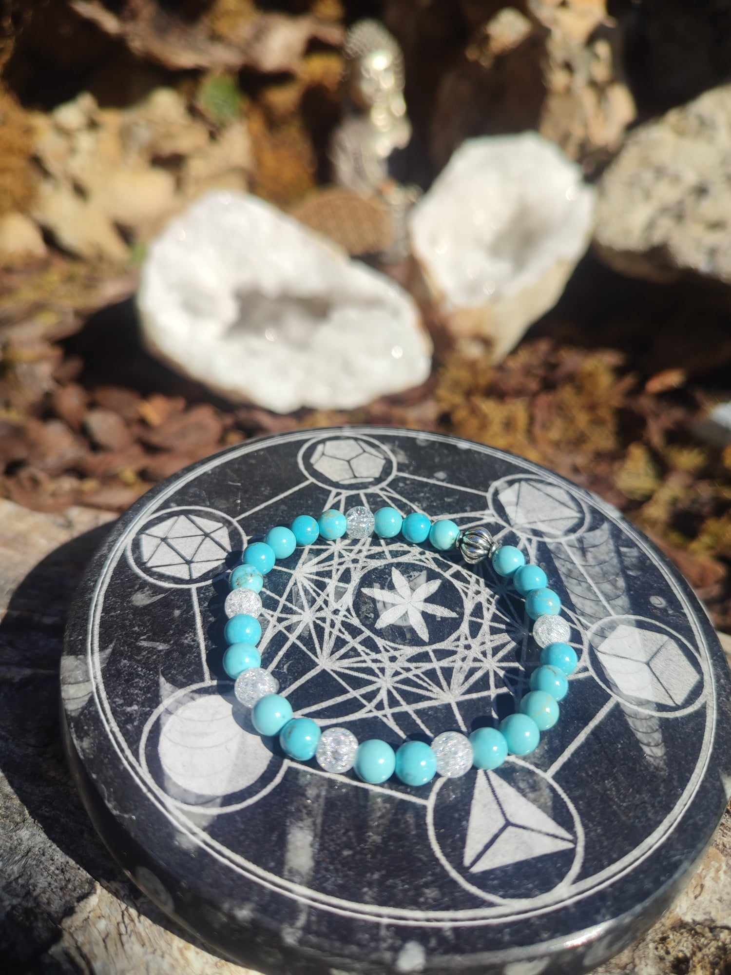 Bracelet Cristal de roche et Turquoise 