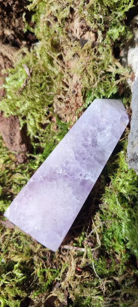 Obélisque d'Améthyste rose et d'Agate fleur
