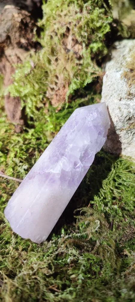 Obélisque d'Améthyste rose et d'Agate fleur