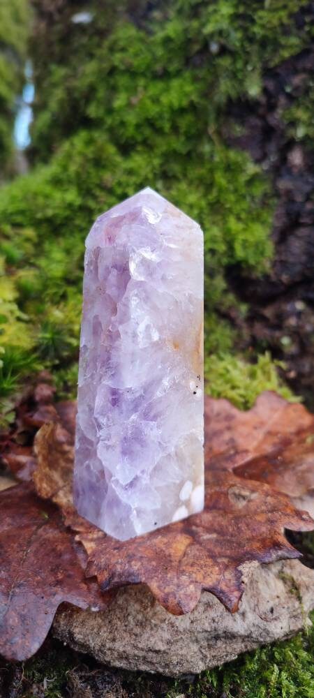 Obélisque d'Améthyste rose et d'Agate fleur