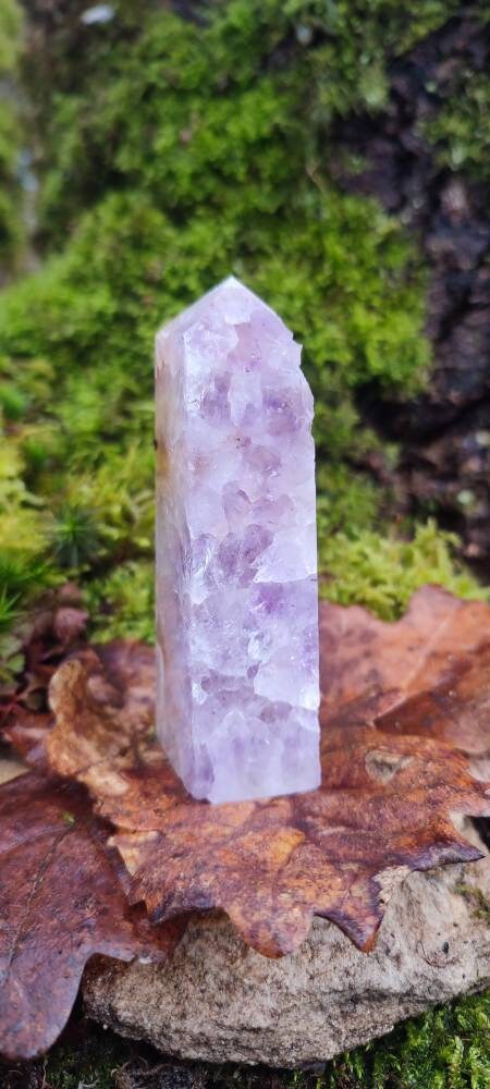 Obélisque d'Améthyste rose et d'Agate fleur