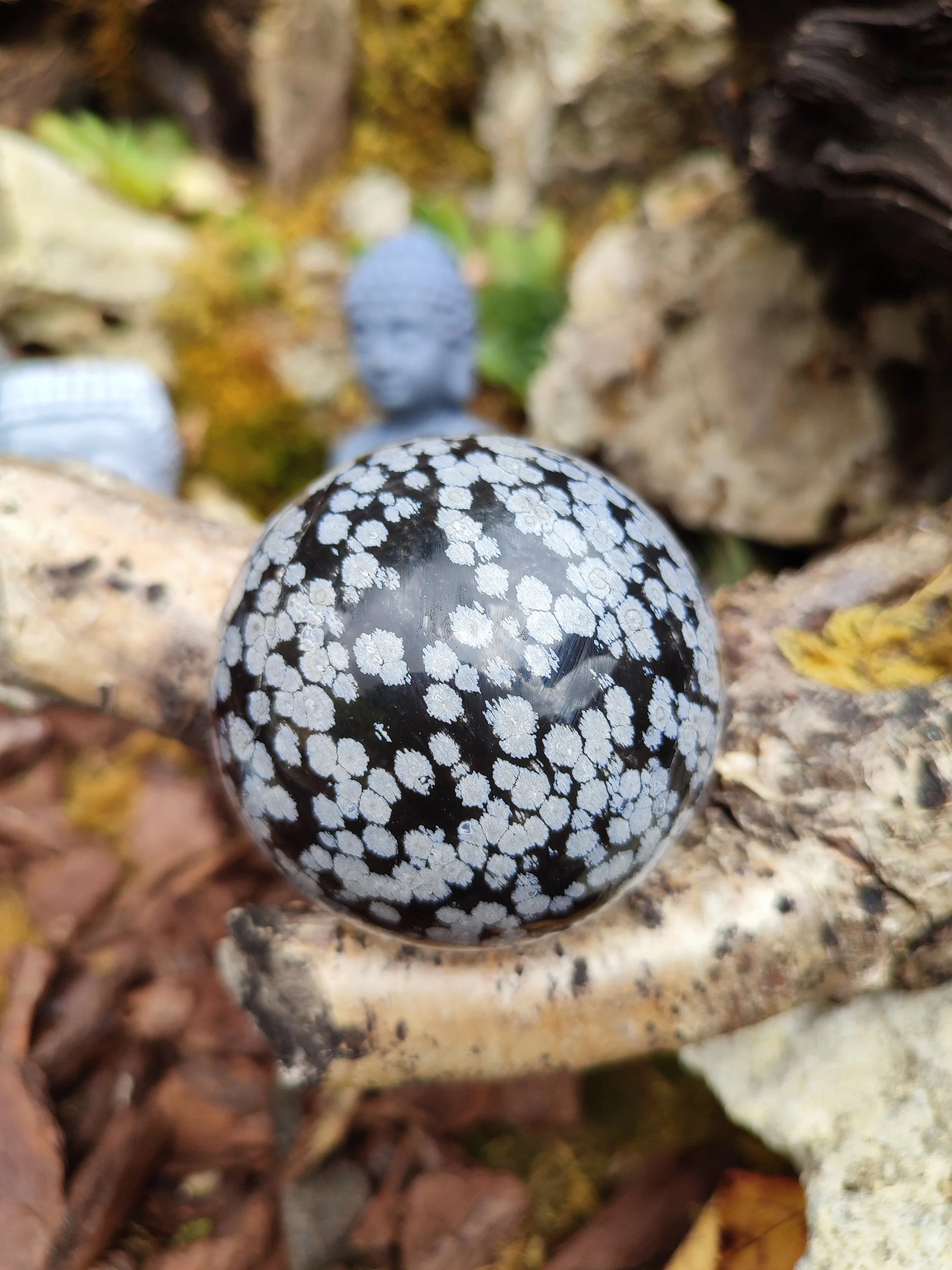 Sphère Obsidienne flocon de neige