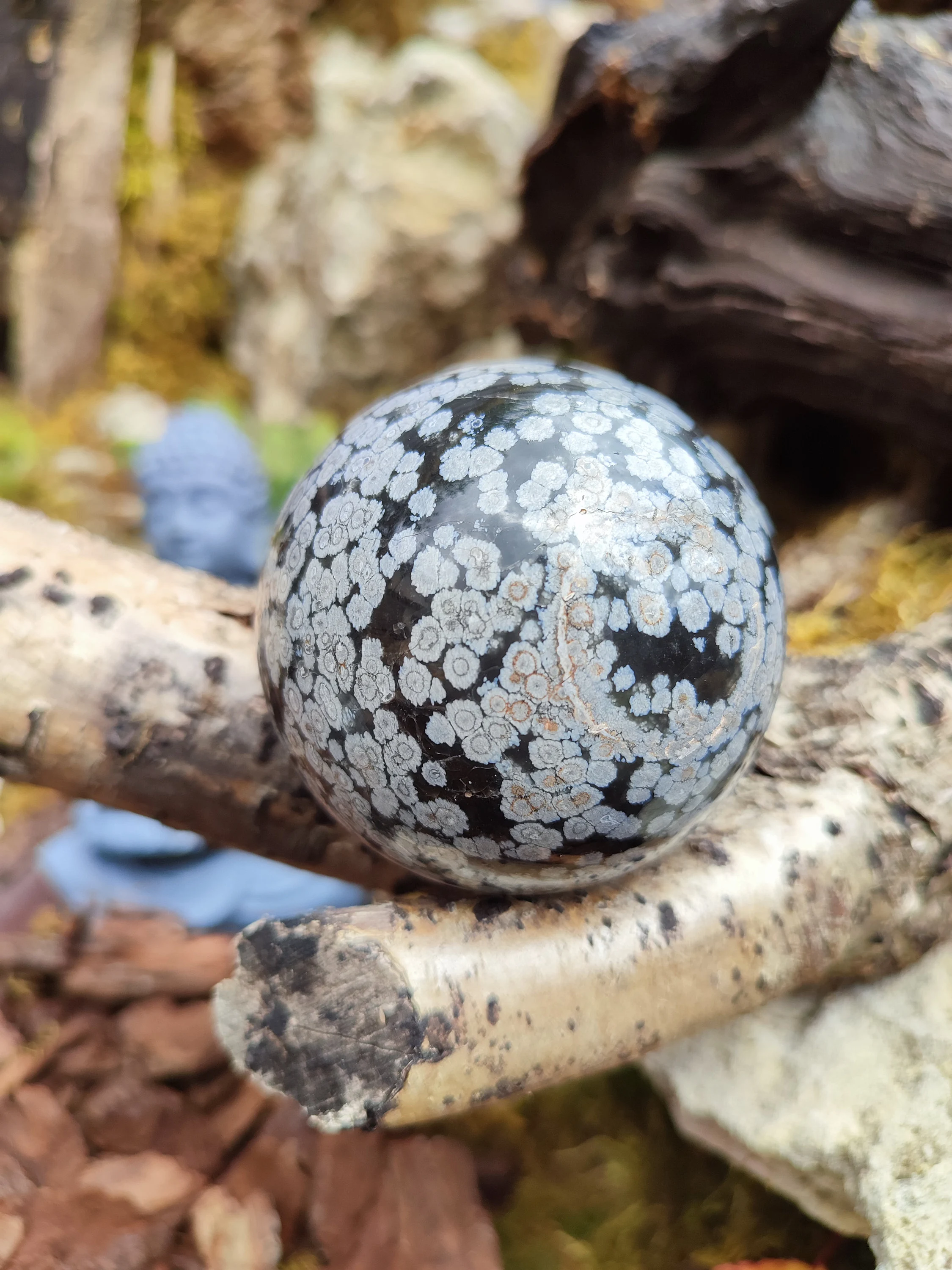 Sphère Obsidienne flocon de neige