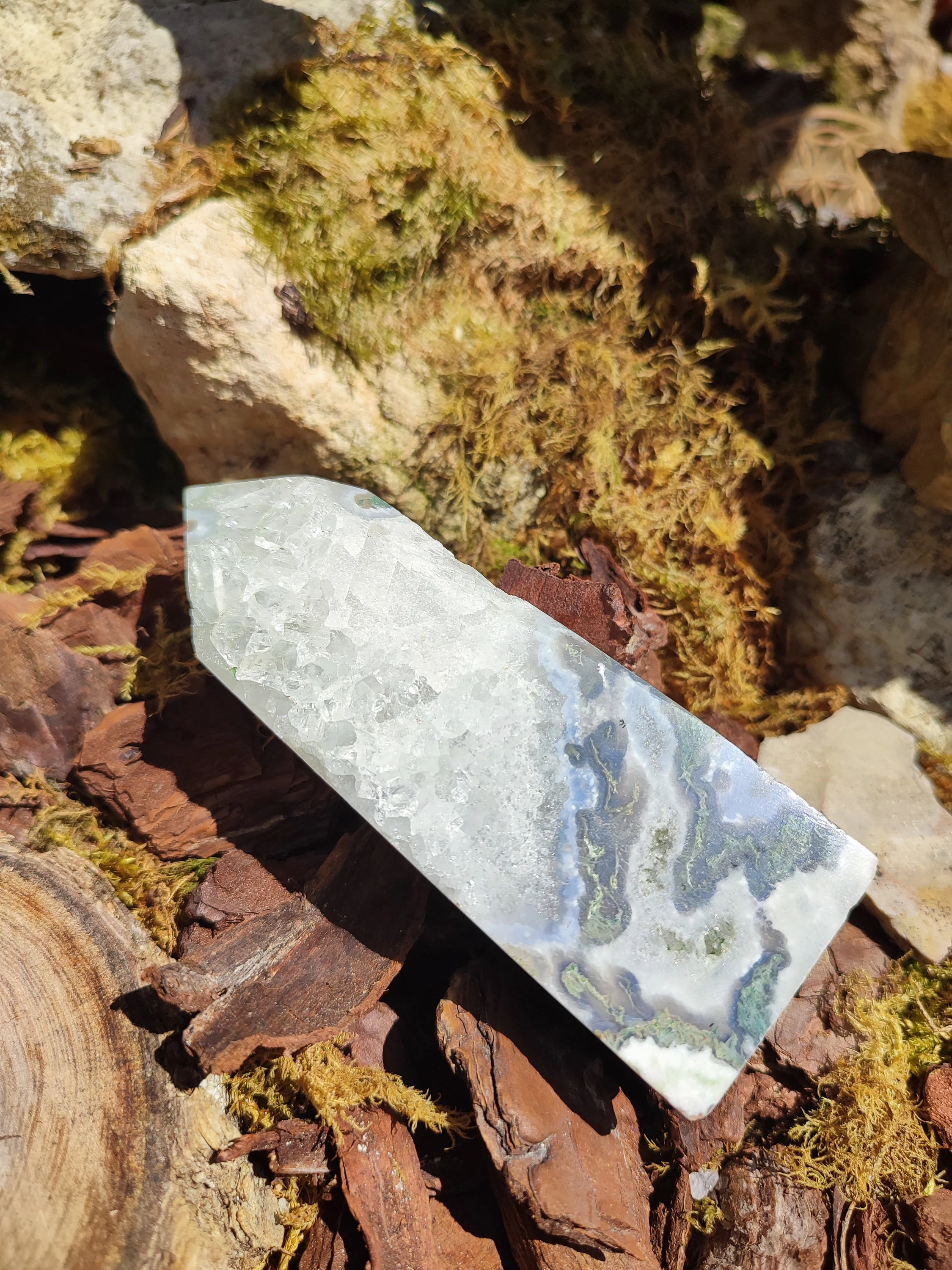Obélisque Agate mousse