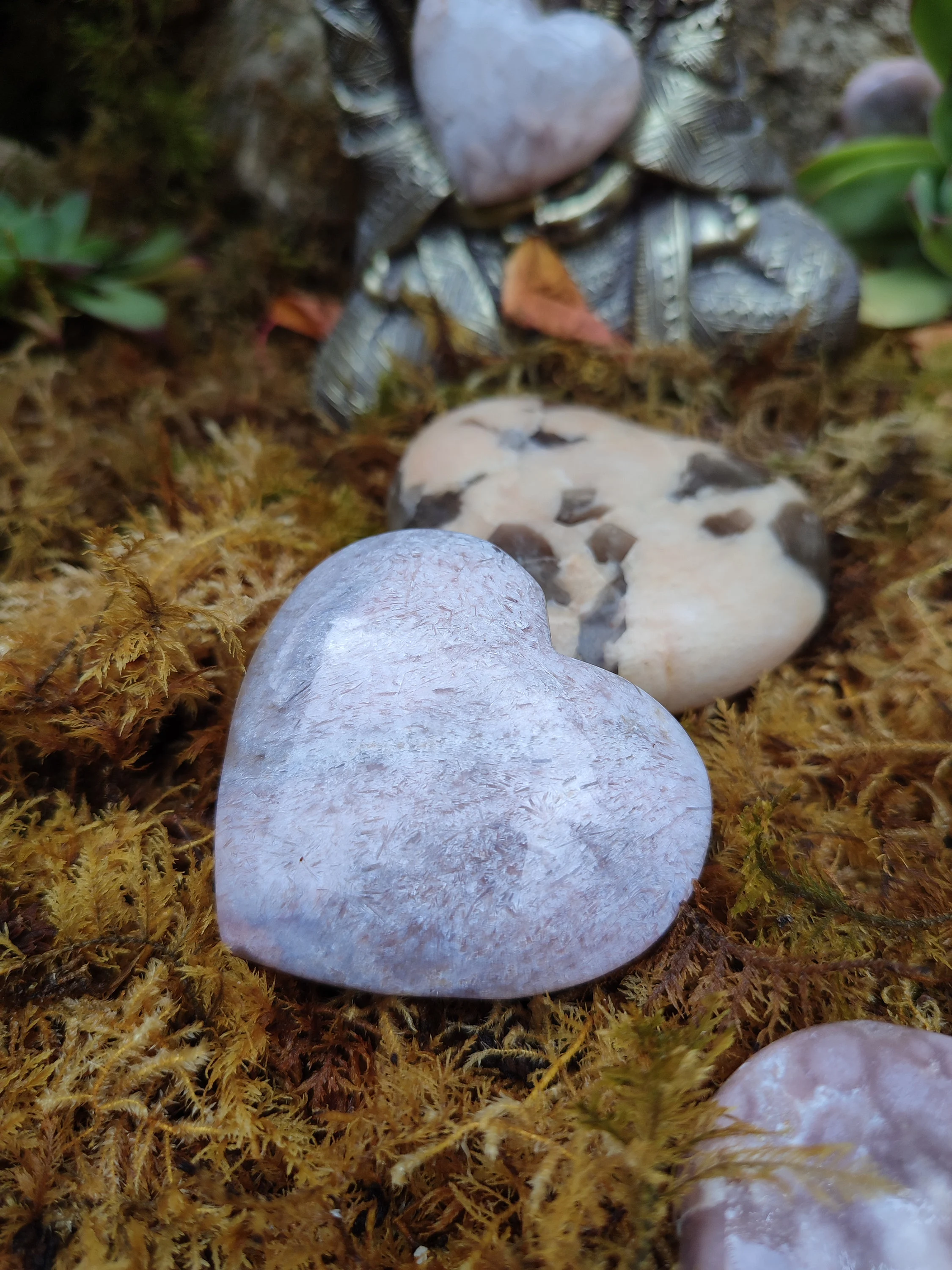 Coeur d'Améthyste rose et d'Agate fleur