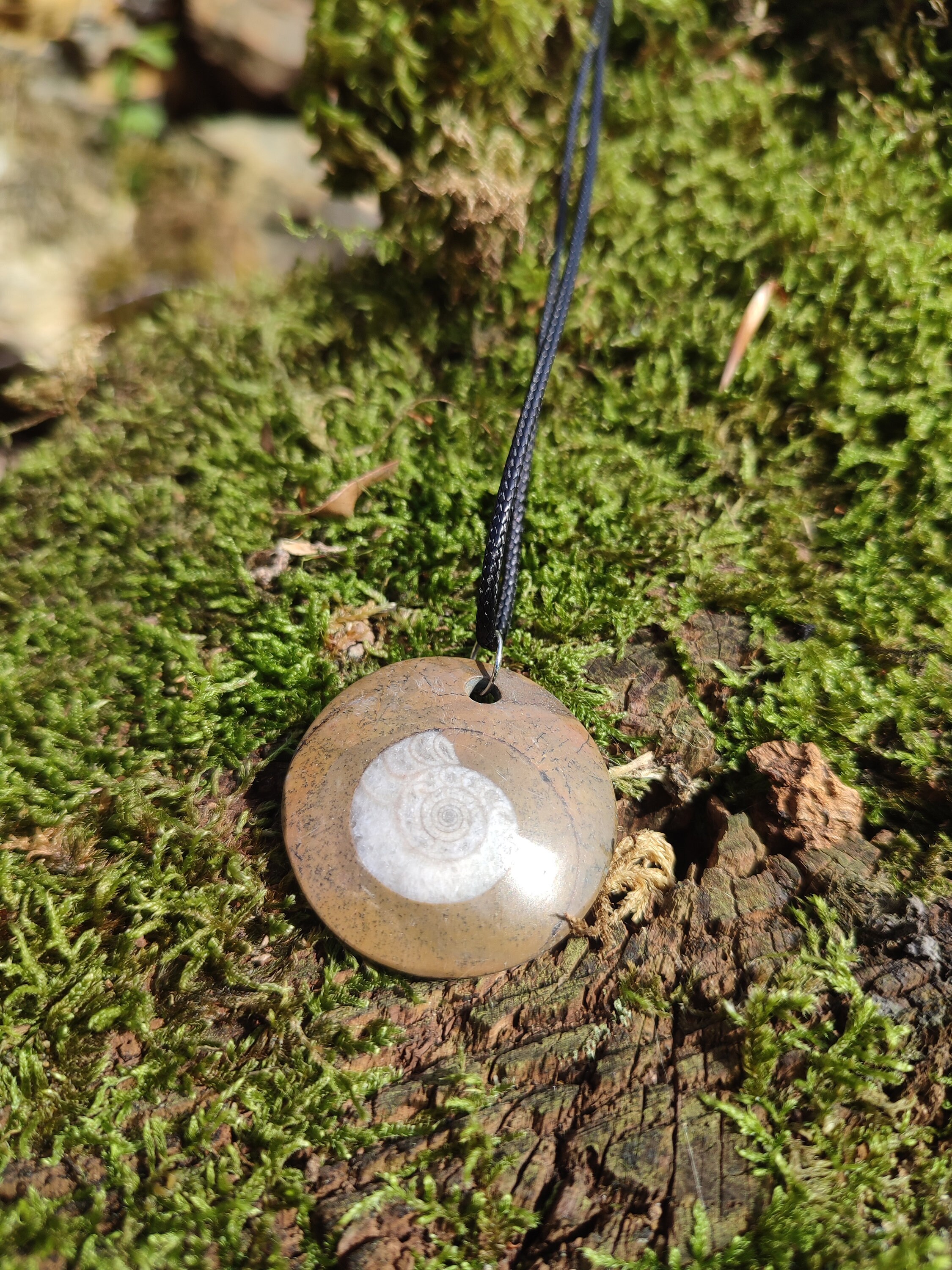 Pendentif en Ammonite avec cordon