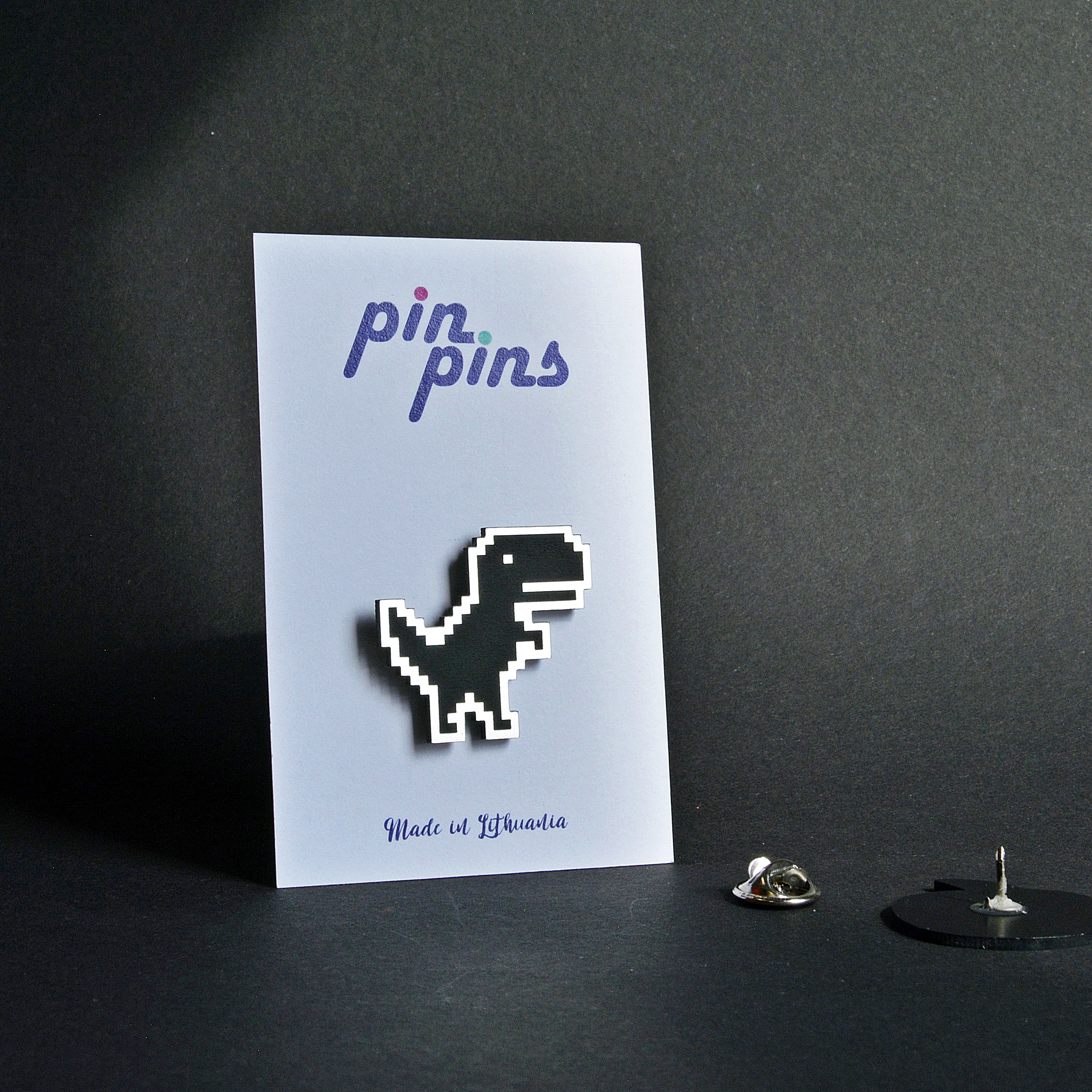 Dinozauras google chrome dinosaur game įsegamas Pin ženkliukas sagė drabužio aksesuaras