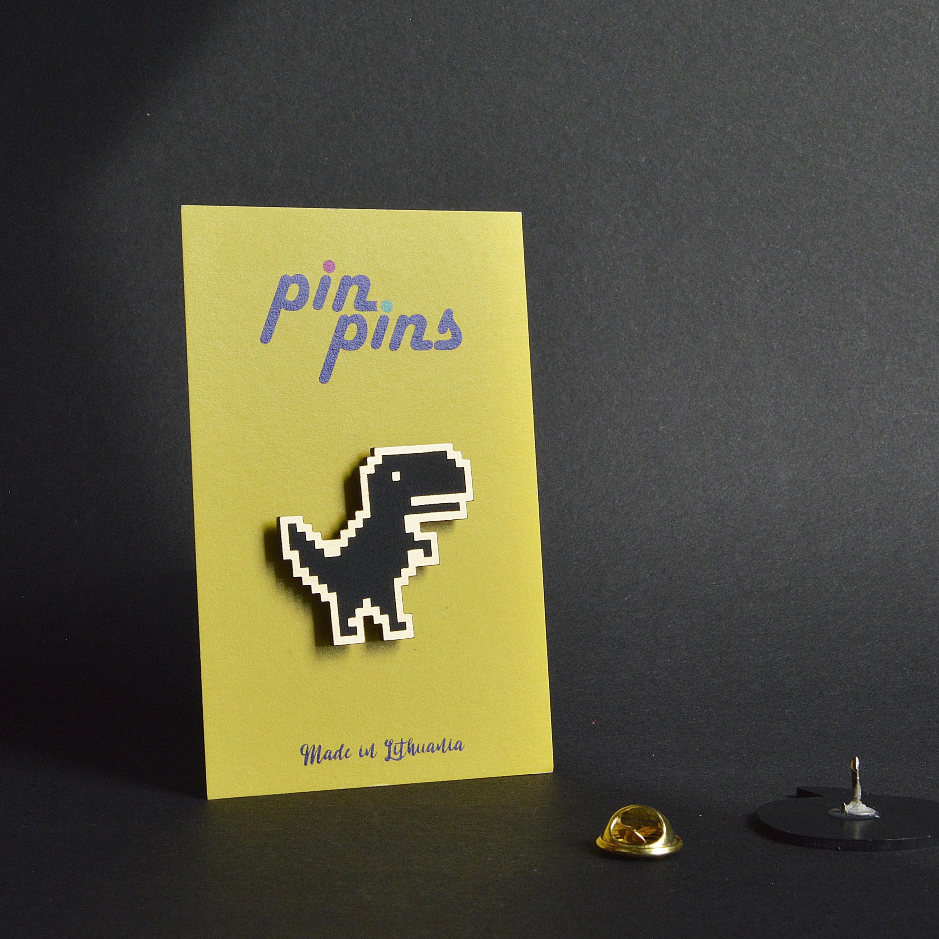 Dinozauras google chrome dinosaur game įsegamas Pin ženkliukas sagė drabužio aksesuaras