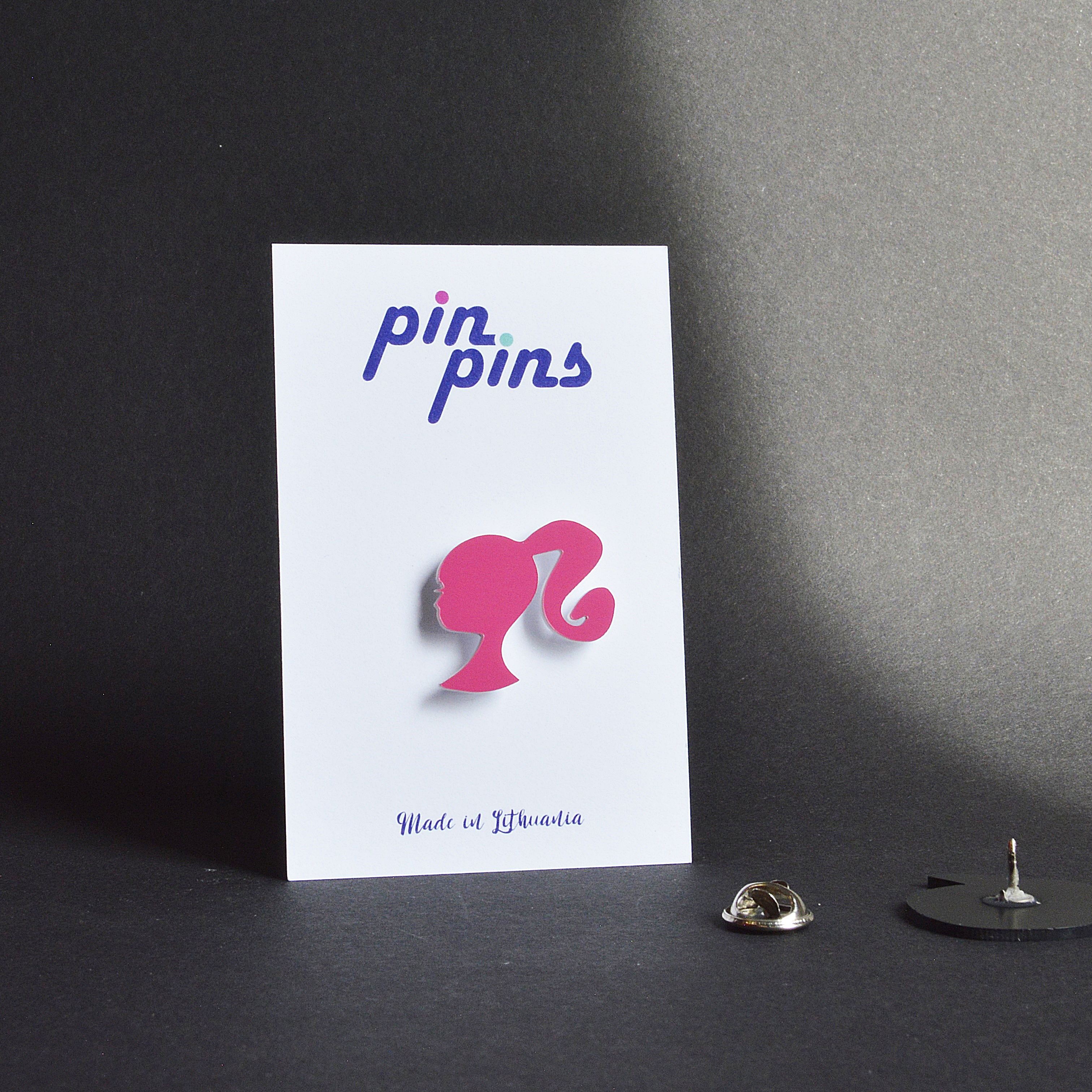 Barbės rožinis siluetas įsegamas Pin ženkliukas sagė drabužio aksesuaras