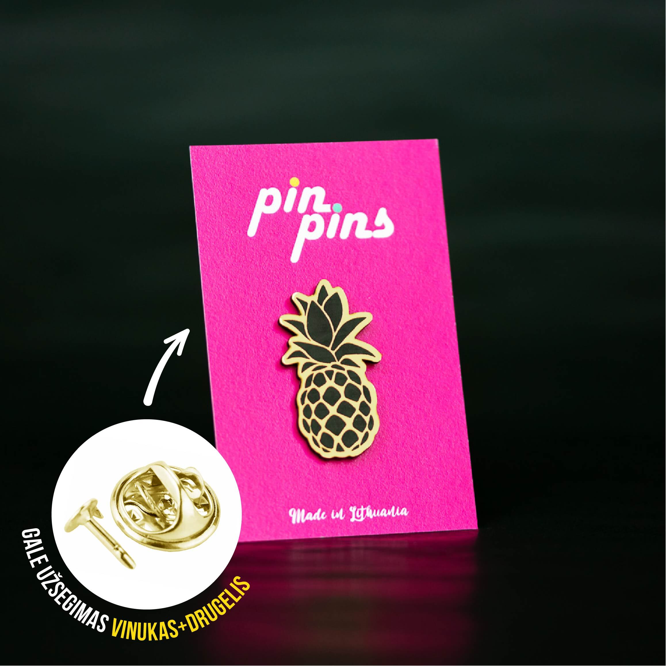 Ananasas Pineapple įsegamas Pin Ženkliukas sagė drabužio aksesuaras