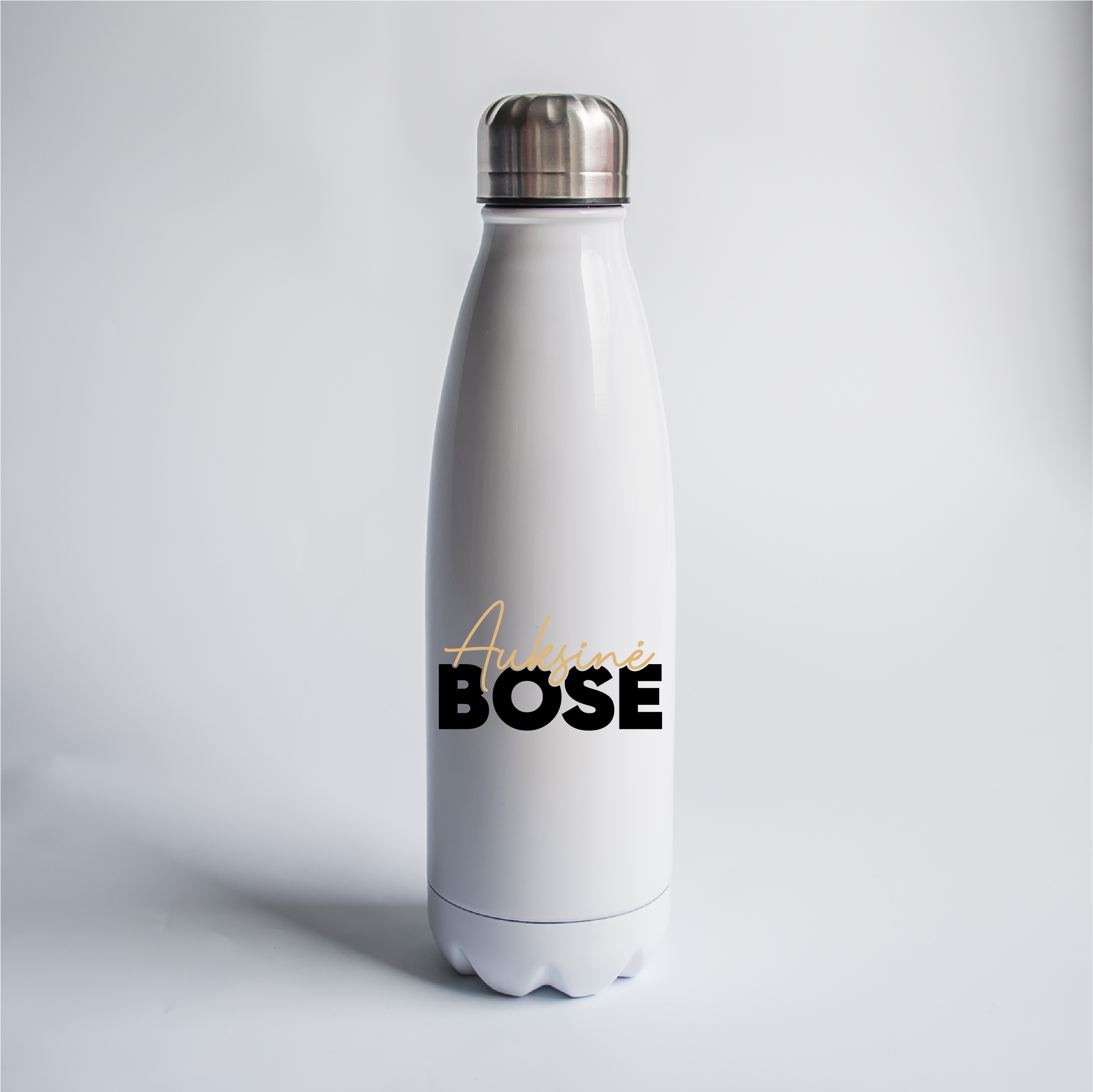 Auksinė Bosė. Metalinis termosas/gertuvė (baltas) 700ml