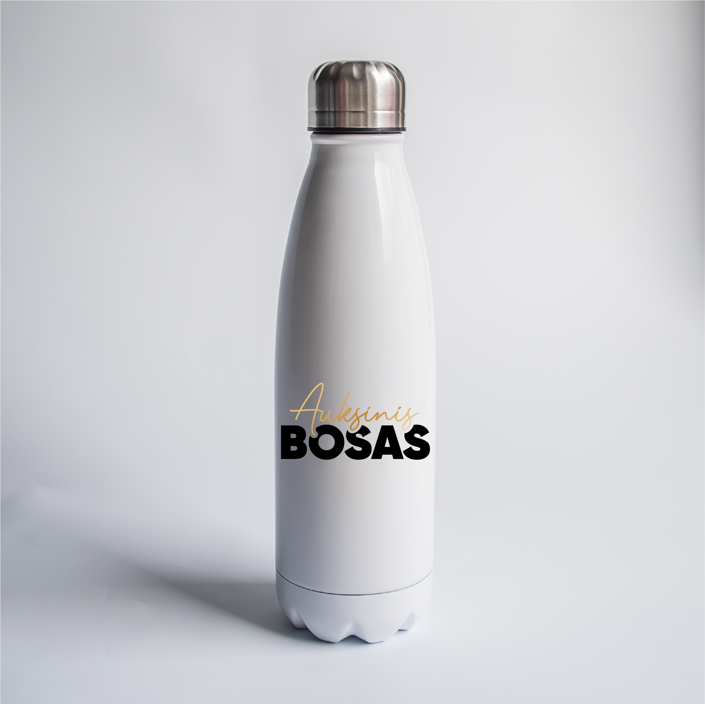 Auksinis Bosas. Metalinis termosas/gertuvė (baltas) 700ml