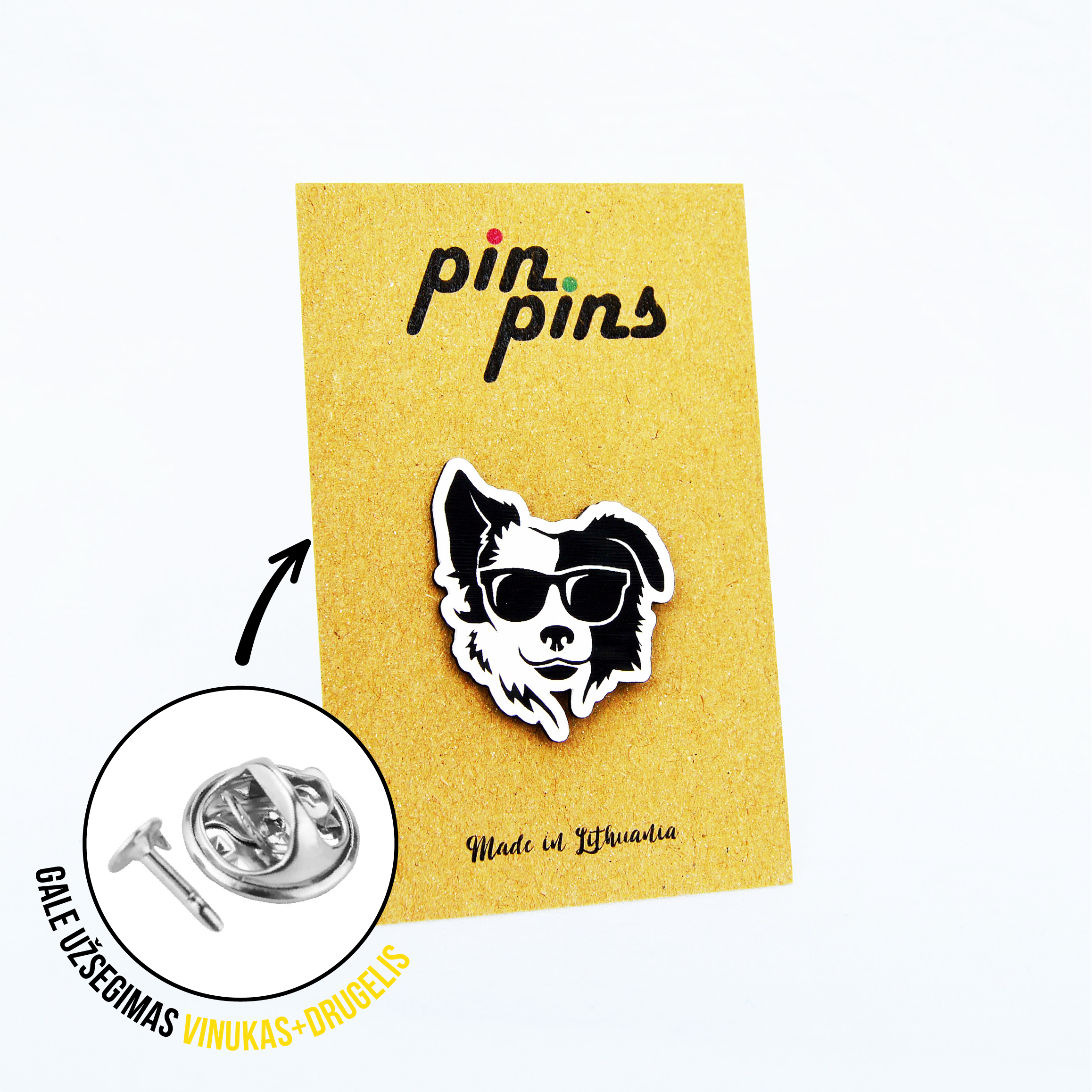 Australų aviganis Borderkolis su akiniais įsegamas Pin ženkliukas sagė drabužio aksesuaras