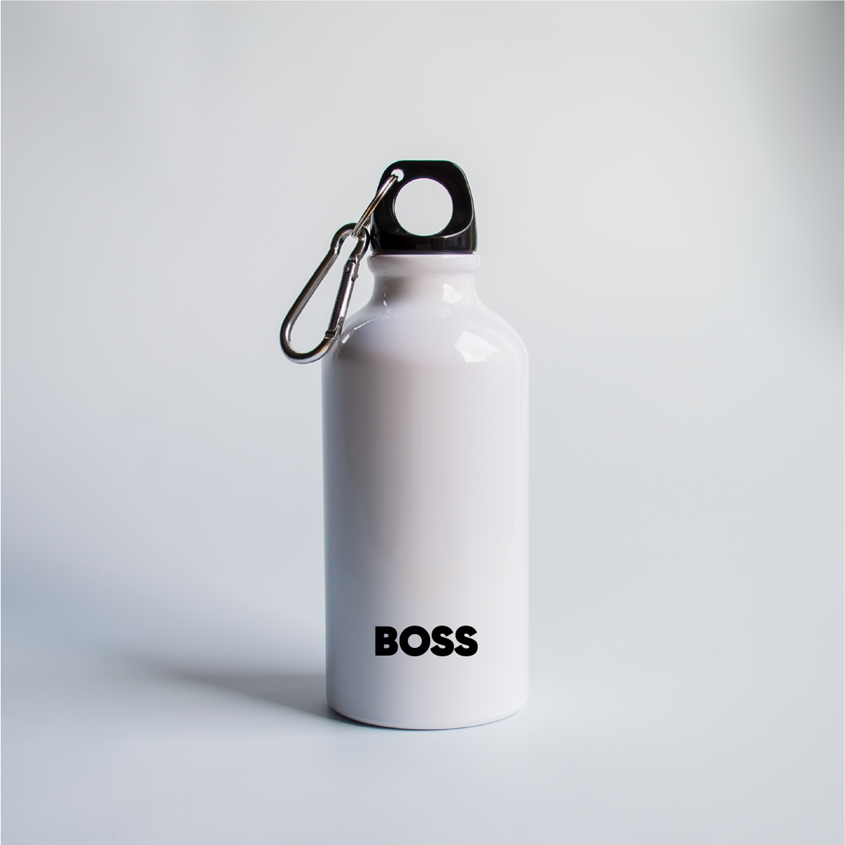 BOSS. Metalinis termosas/gertuvė su karabinu (baltas) 400ml