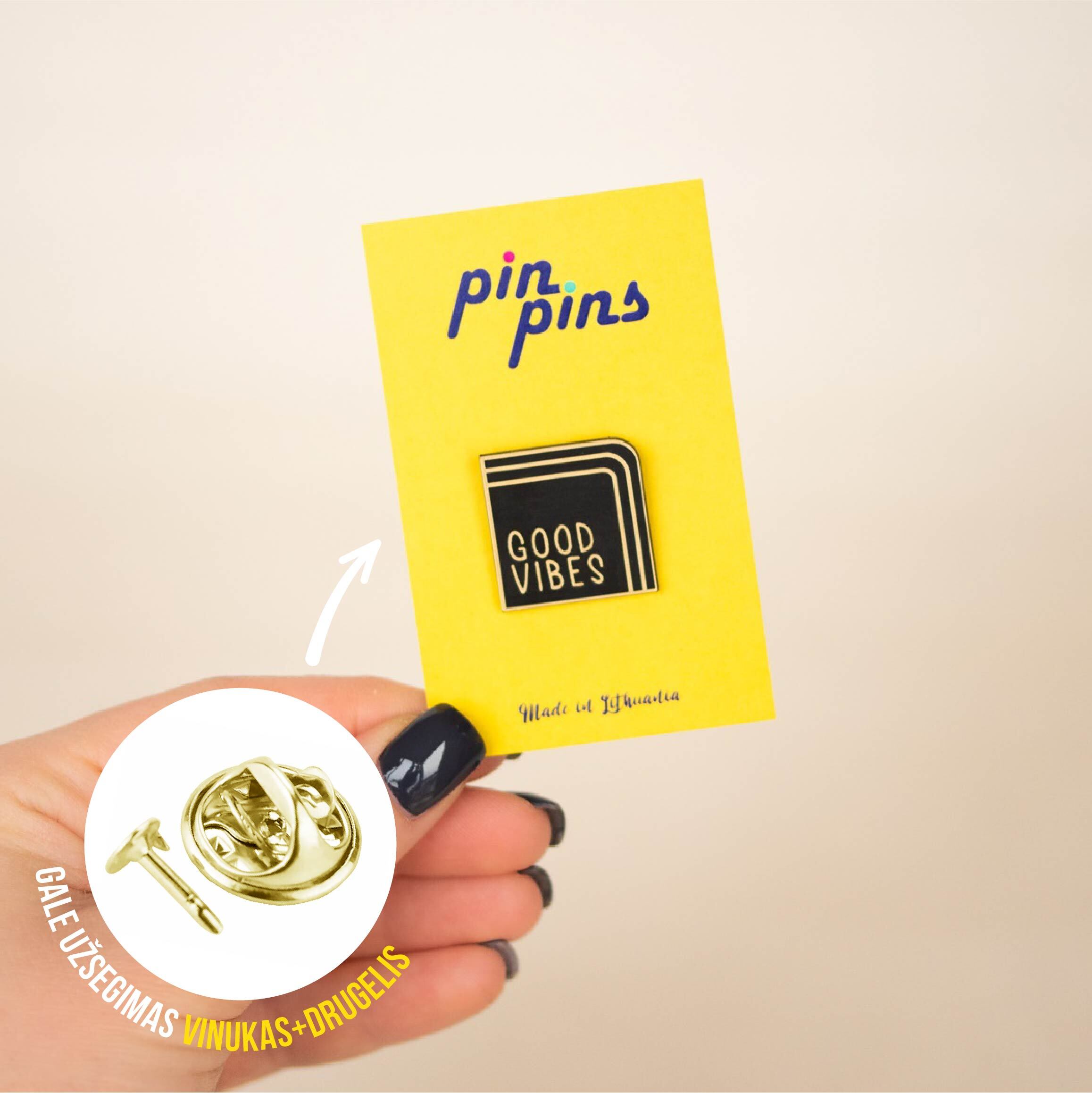 Good Vibes įsegamas Pin ženkliukas sagė drabužio aksesuaras